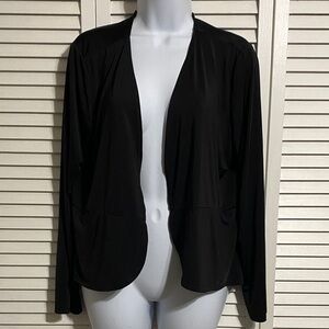 IMAN Elegant Black Open-Front Cardigan